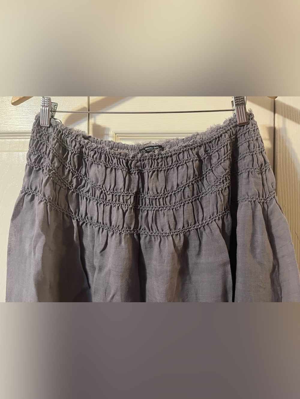 Massimo Dutti Smocked Waistband Flowing Pleated Grey Midi Skirt Size Large - Picture 5 of 9